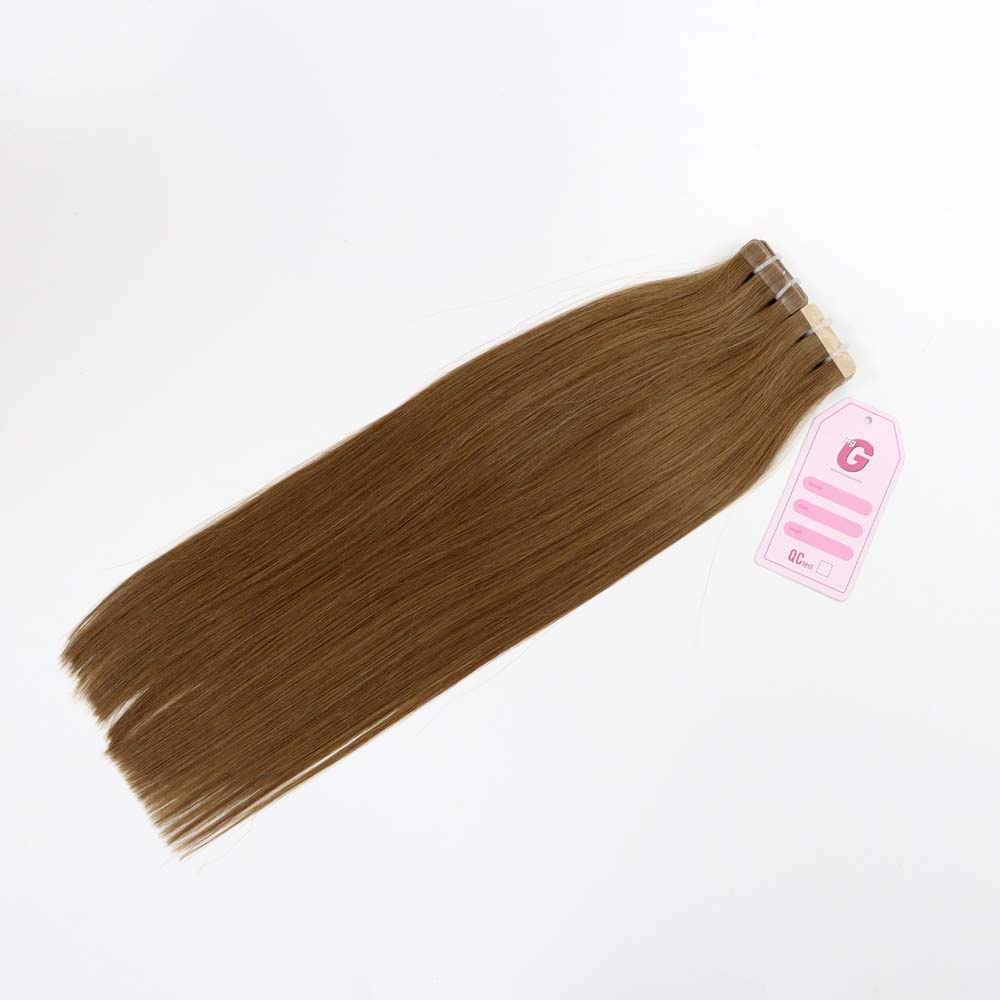 Tape in 24 inch Caramel Brown PLa3 Hair Extensions (4)