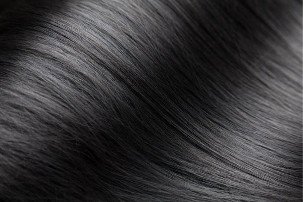 The typical healthy black hair of the Vietnamese people